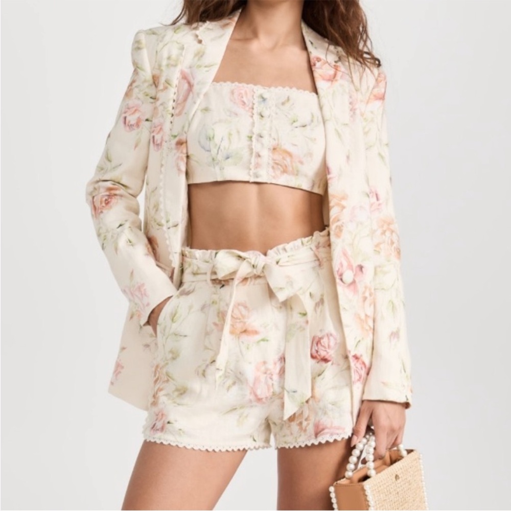 NWT LoveShackFancy Floral Tivey Shorts Burnt Orange Size 4